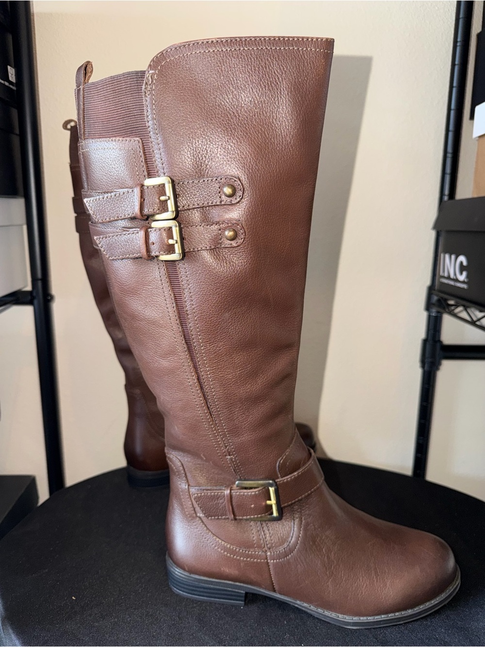 New NATURALIZER “Jessie” REAL LEATHER Brown Knee-High Boots